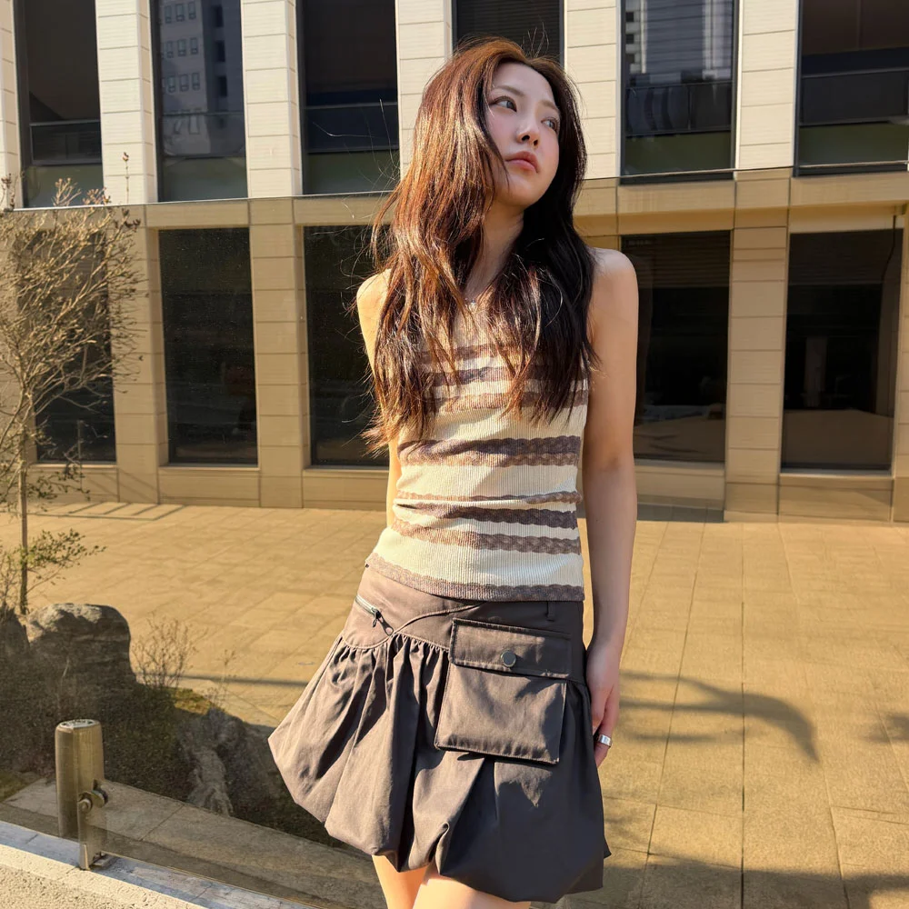 HAIR BRAID STRIPE TANK TOP atb1263w(BEIGE)