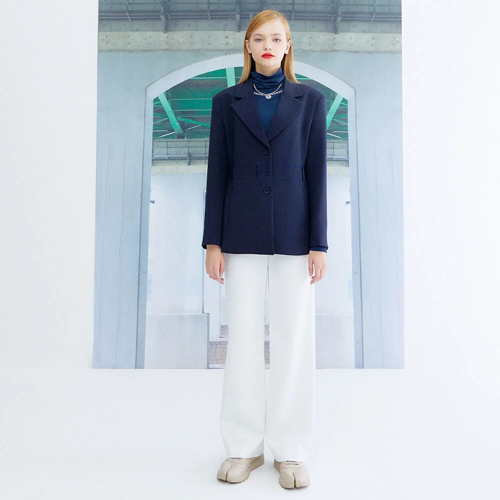 EMBROIDERY BELT JACKET_NAVY
