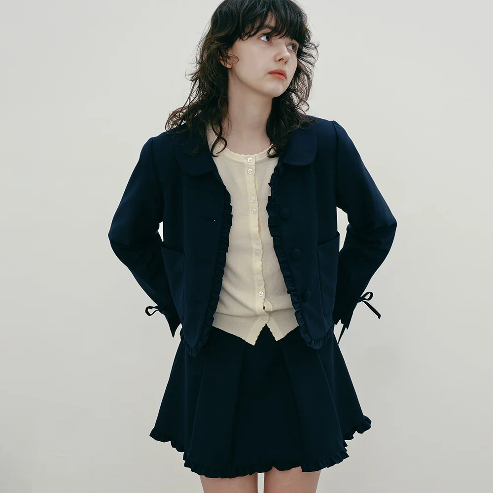 FRILL RIBBON JACKET (NAVY)