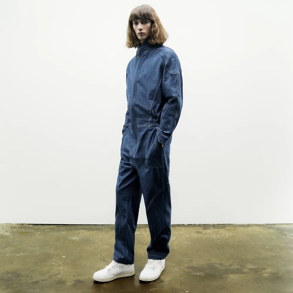 高領 牛仔 連身褲(UNISEX)_UTP-SJ11