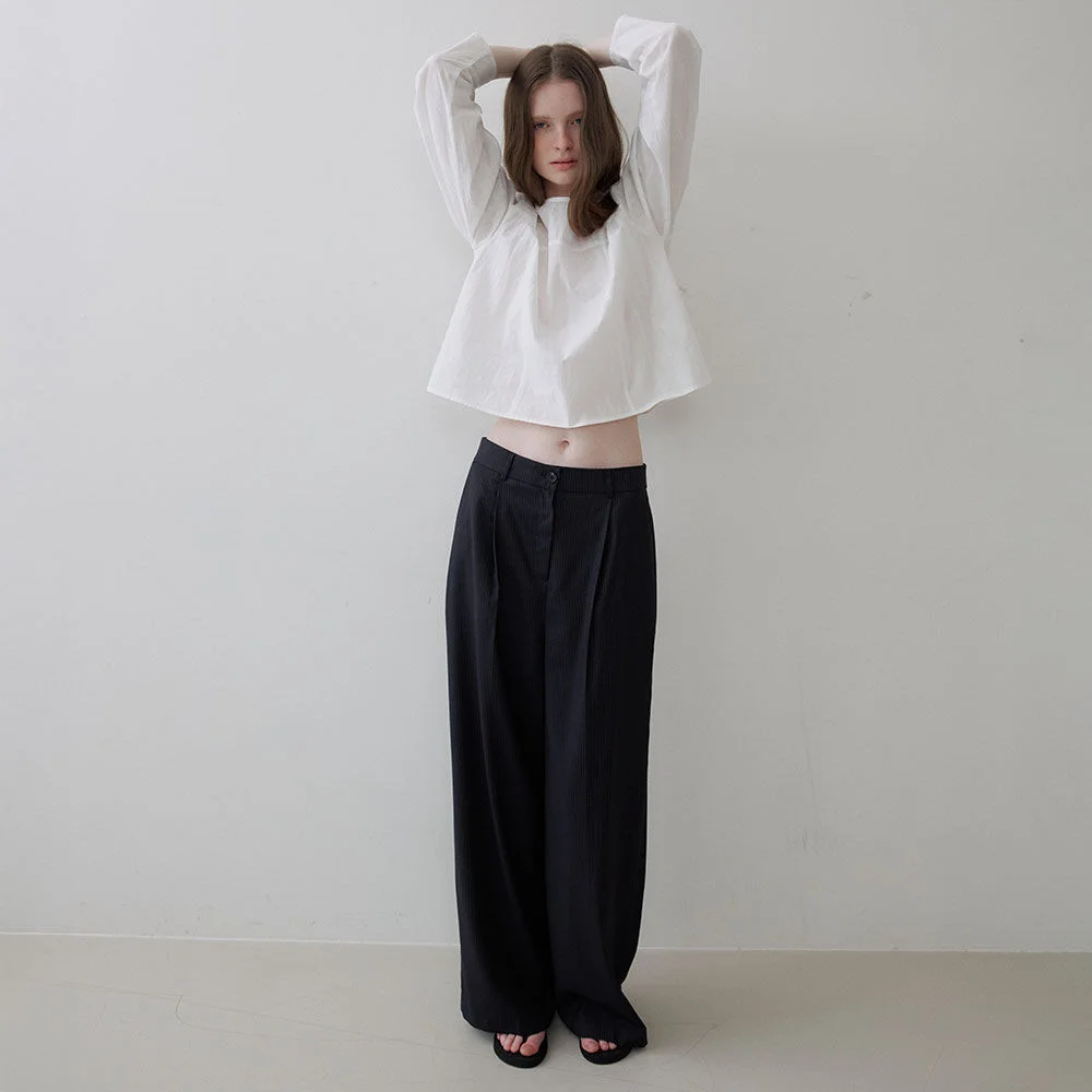 Comfort stripe wide pants _Black