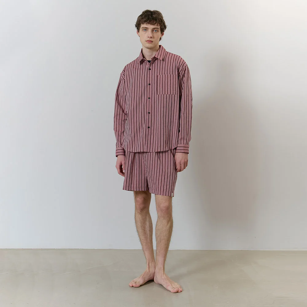 STRIPE PAJAMA SET_cherry pink (man)