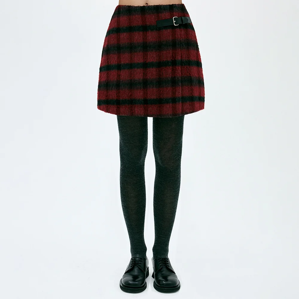 Check Wrap Skirt (Red)