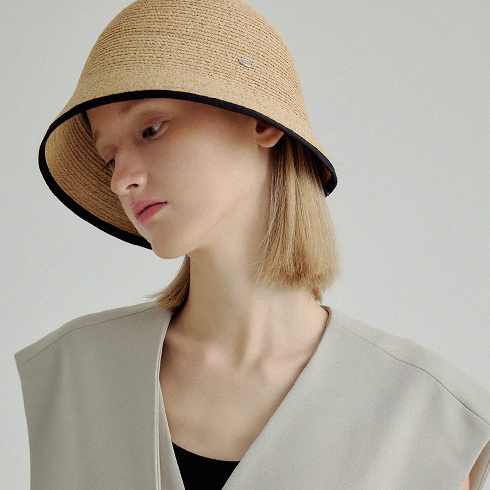 Line raffia bucket hat_3color
