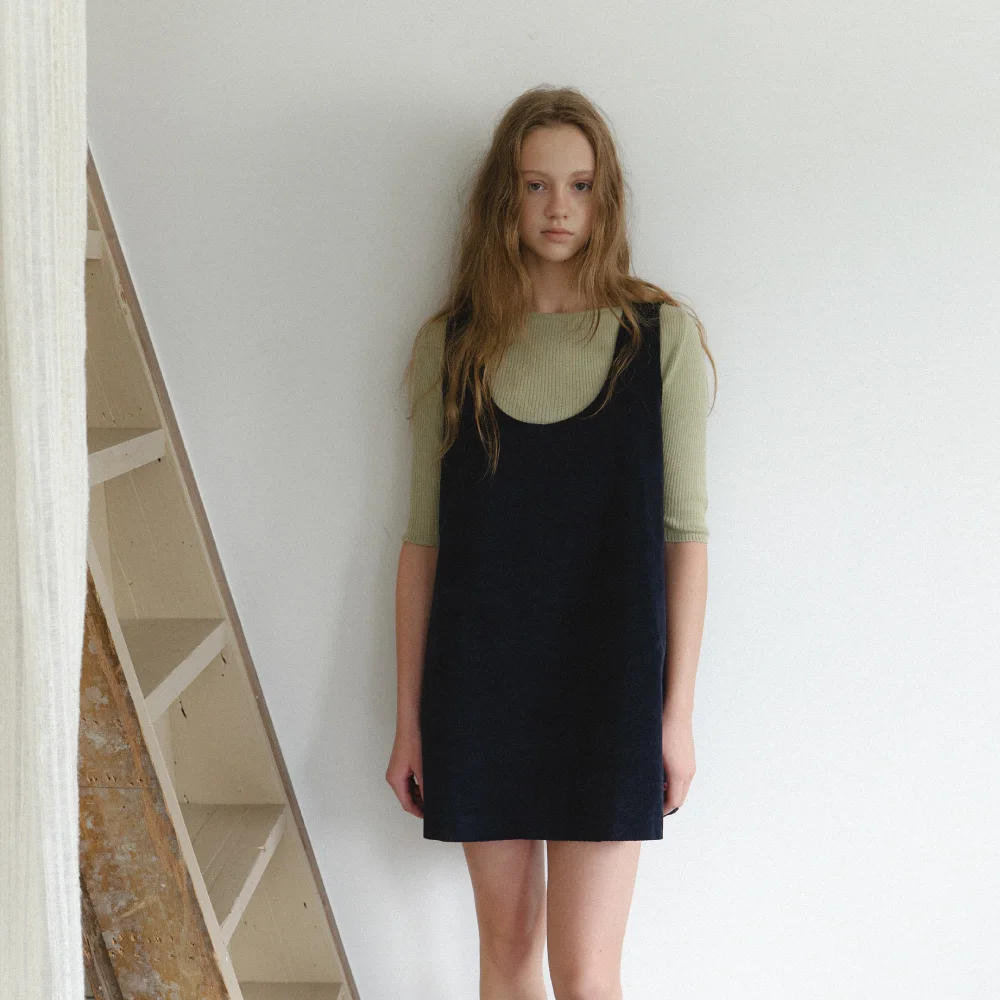 ORA Corduroy Mini Dress_navy