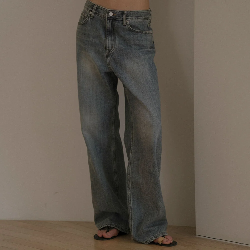 Vintage loose fit denim pants _Dark Blue