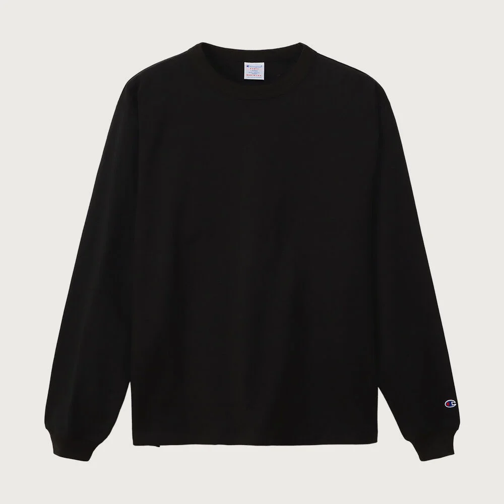 Champion T1011 厚磅 插肩 長袖 T恤 Black (Made in USA)