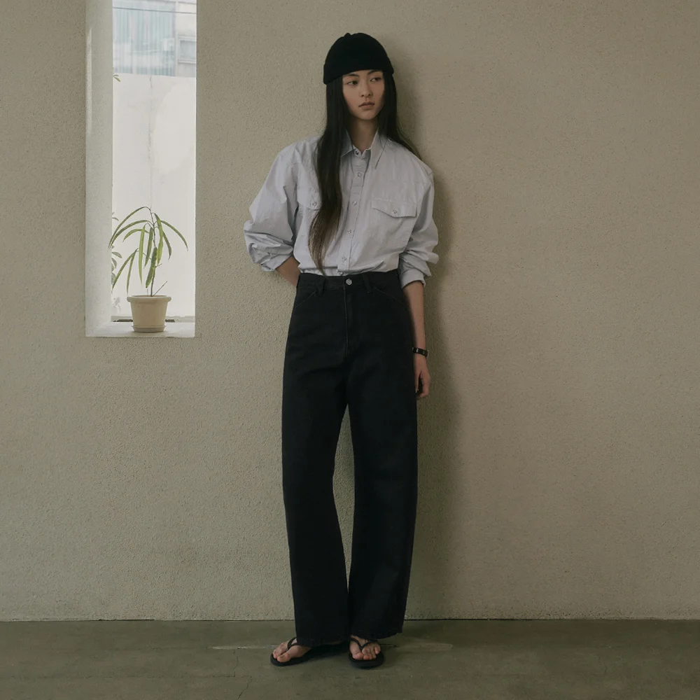 COTAN CURVED COTTON PANTS_BLACK