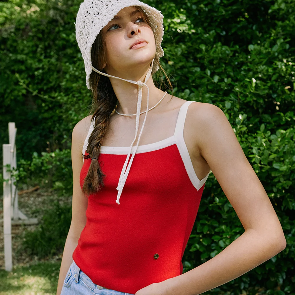 Color Block Sleeveless Knit - Red