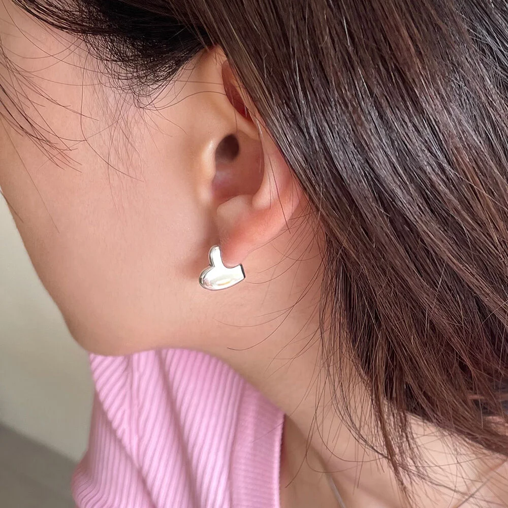 plat heart earring (2color)