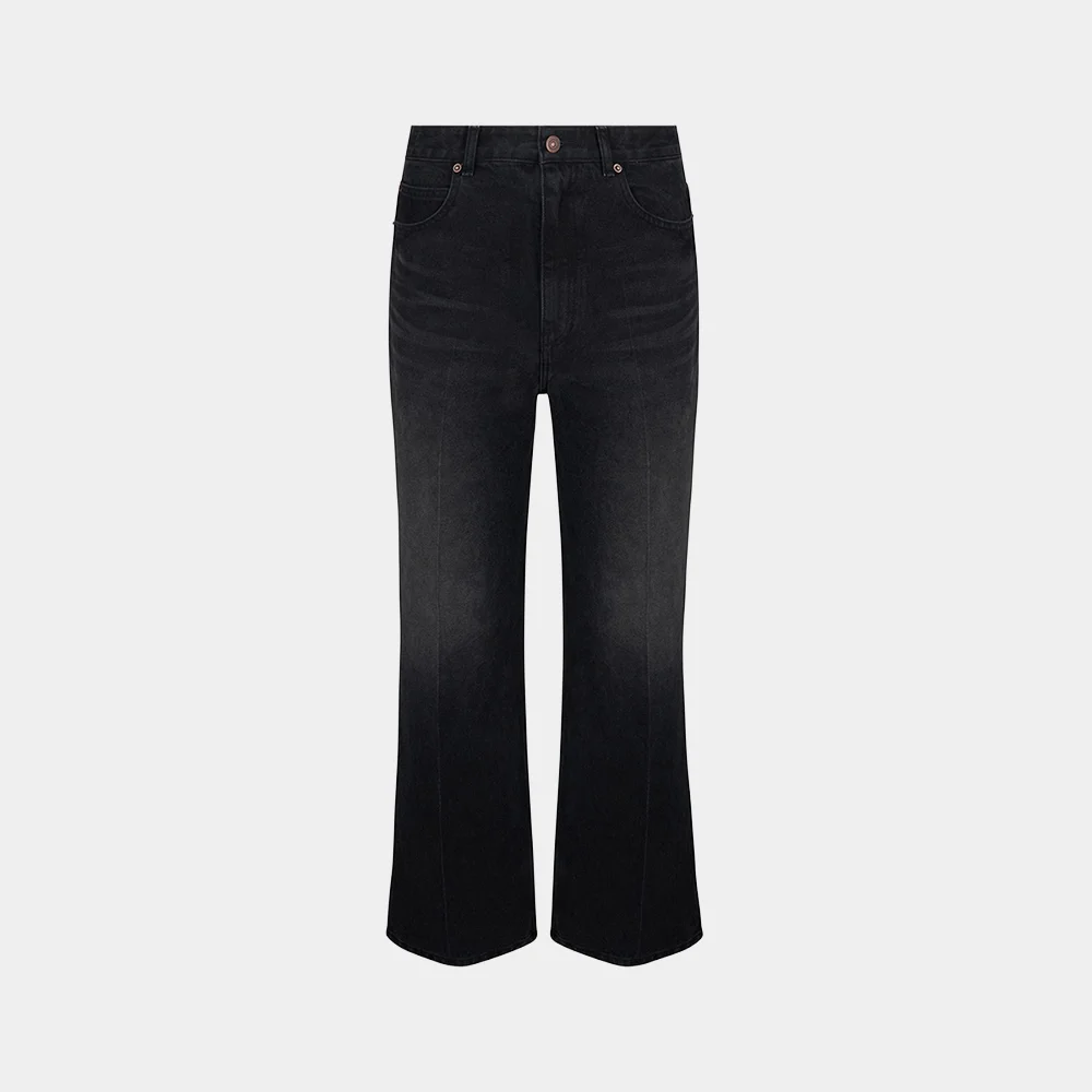 (W) TIMELESS WASHED FLARED JEANS - BLACK
