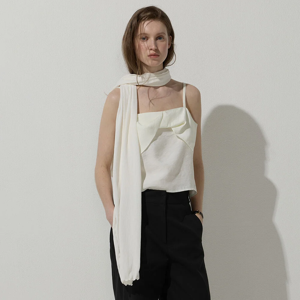 Ribbon sleeveless top - Cream