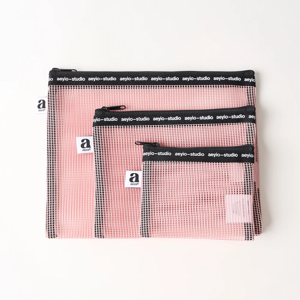 LOGO MESH POUCH SET_標誌 網布 化妝袋 套裝 (2 Colors)_APO2600