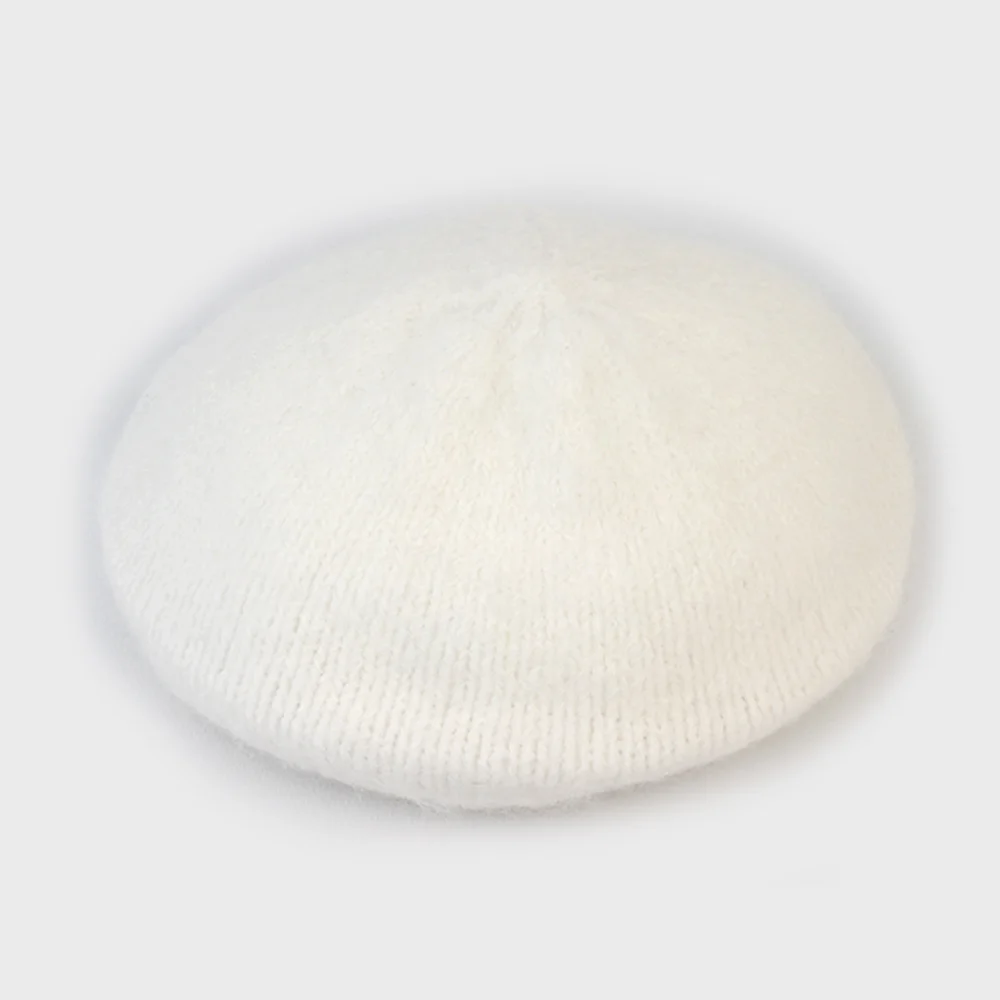 Wool White Knit Beret 貝雷帽