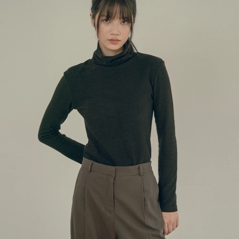 A3465 Terry slim turtleneck_Black