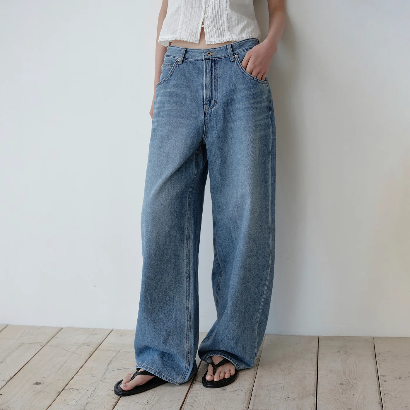 Noa curved denim (middle blue)