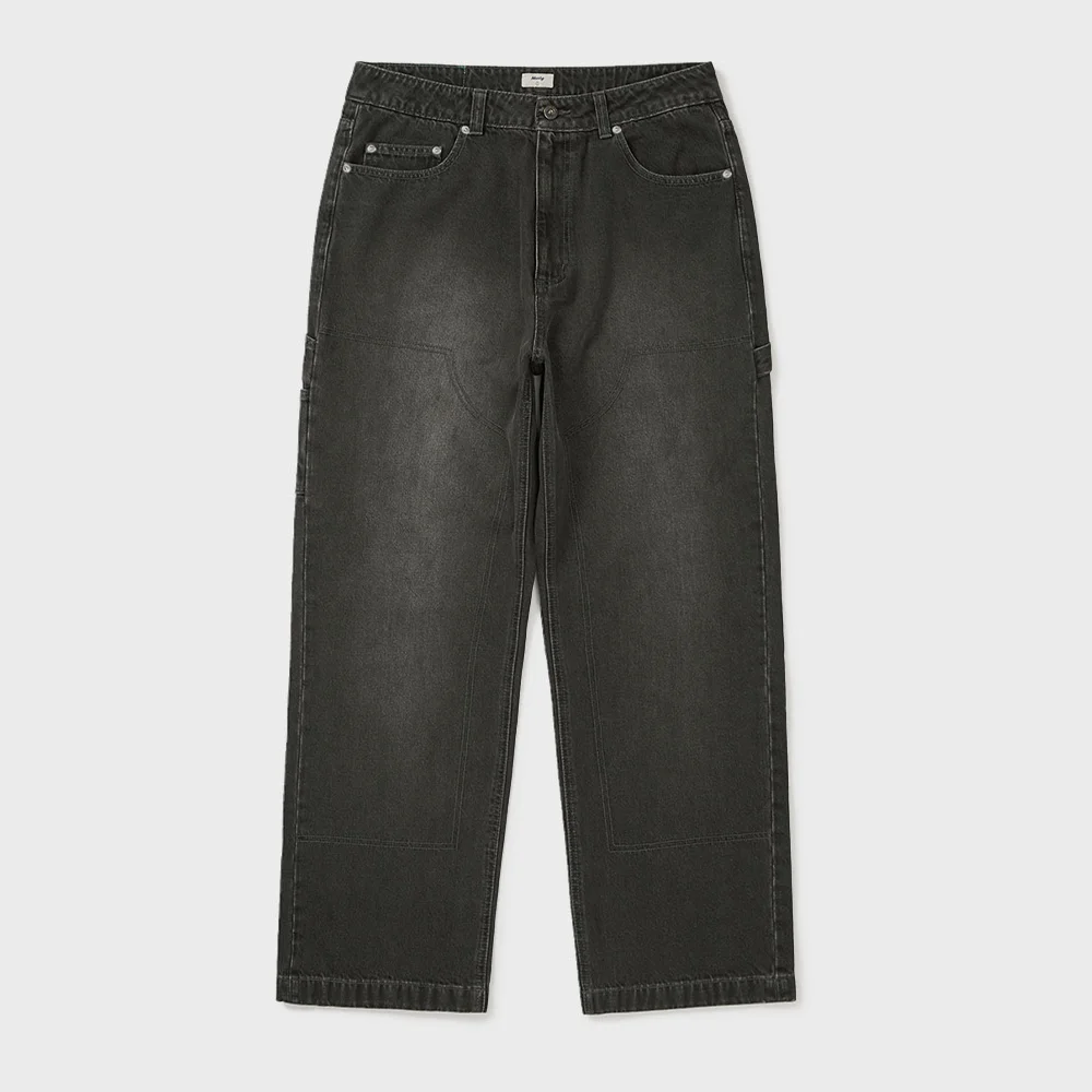 WASHED CARPENTER REGULAR DENIM PANTS (BLACK)
