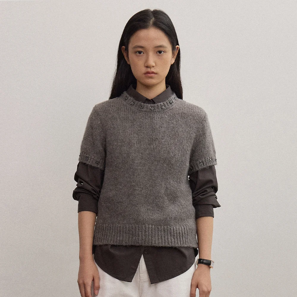 BEADED HALF KNIT (GRAY)