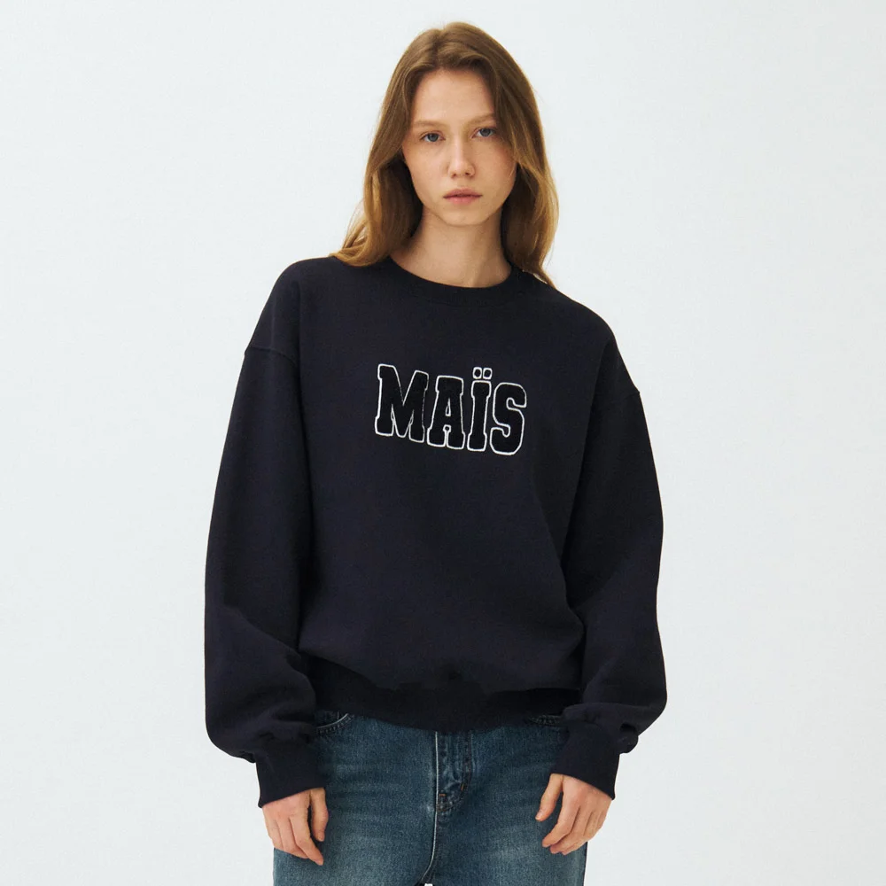 MAIS BOUCLE LOGO SWEAT SHIRT / NAVY