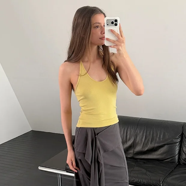 CURVE HALTER SLEEVELESS (MUSTARD)