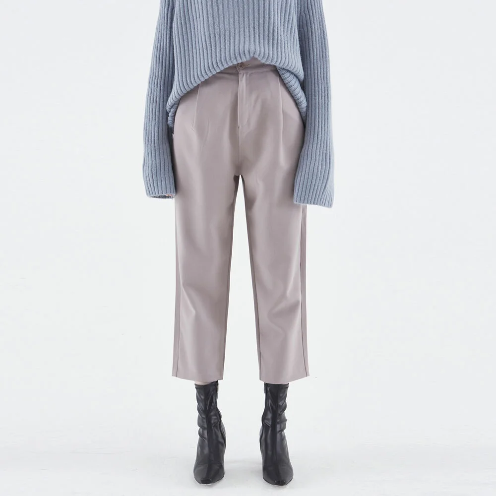CLEAN SEMI WIDE SLACKS_BEIGE