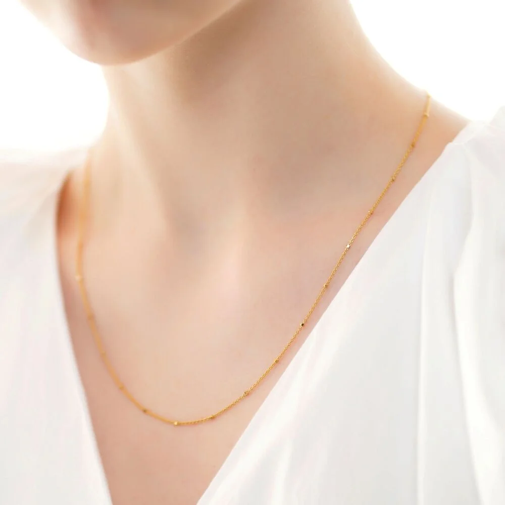 Mini cube gold chain Necklace 迷你 Cube Clip 鏈條 層次 頸鏈