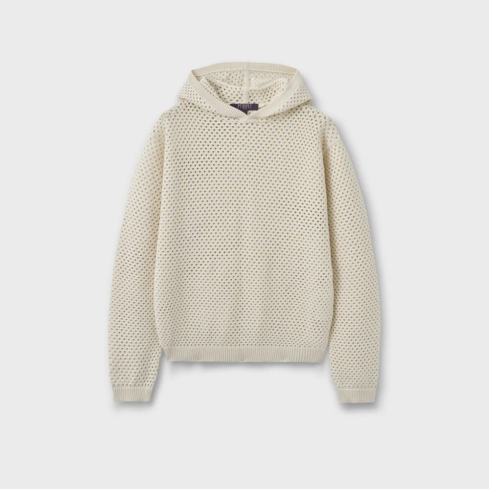 PUNCHING NET HOODED KNIT IVORY