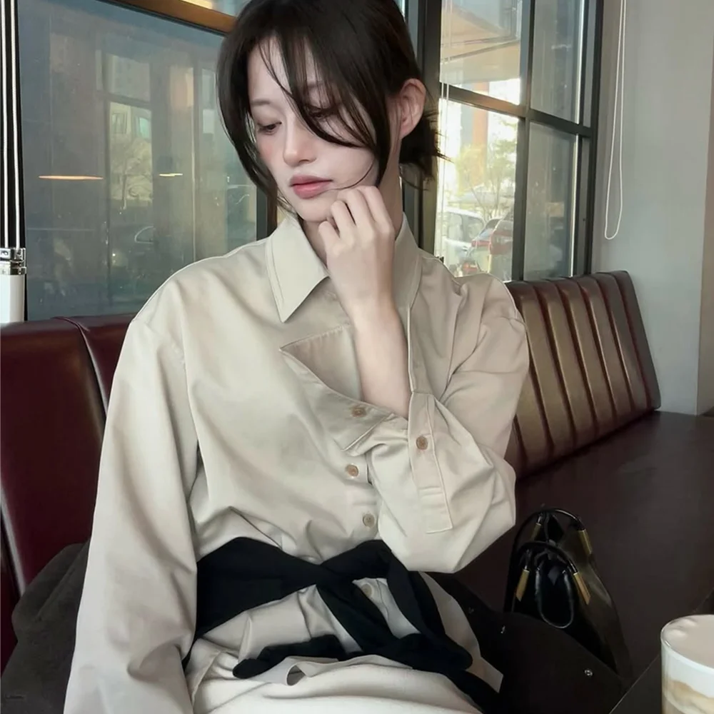 袖口 細節 襯衫_米色
