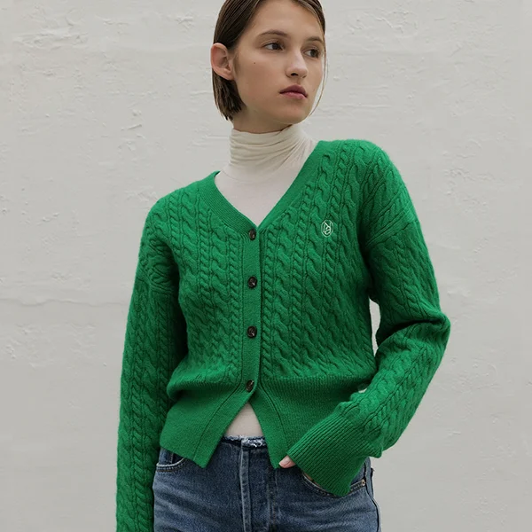 GWEN WOOL SET-UP V-NECK KNIT CARDIGAN (CD-2089)