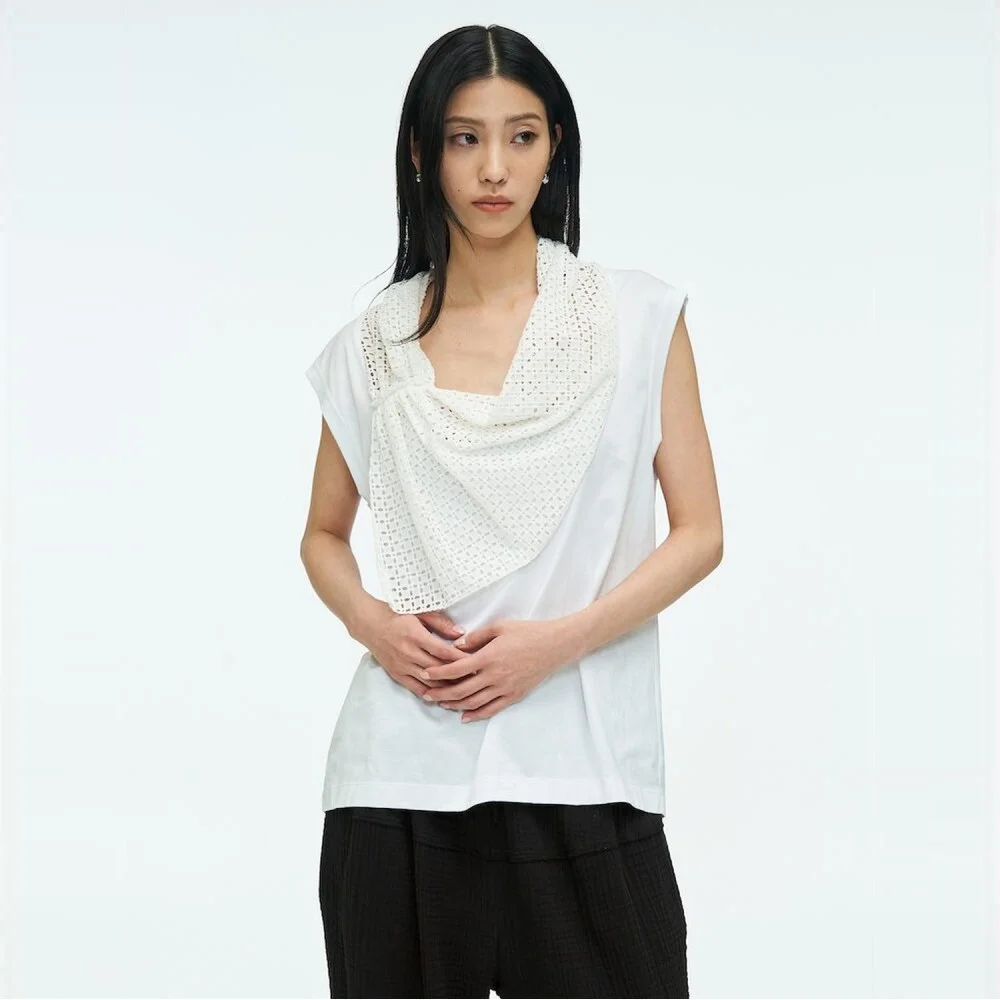 Eyelet Scarf TShirt White (AG6465A041)