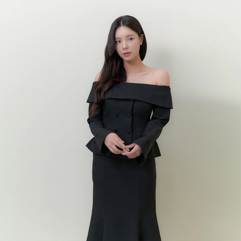 Off-Shoulder Double Jacket / Black