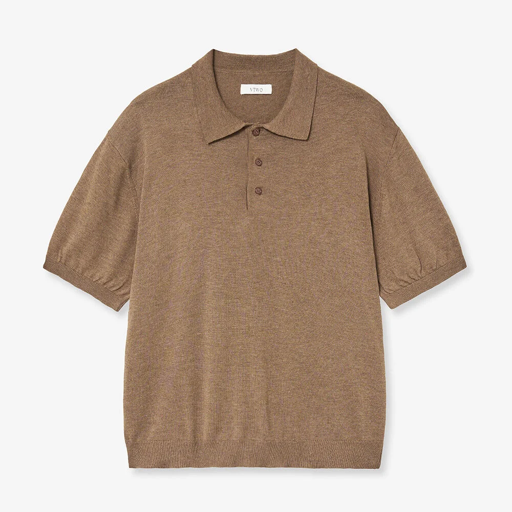 涼感 可水洗 Polo 針織衫 (BROWN)