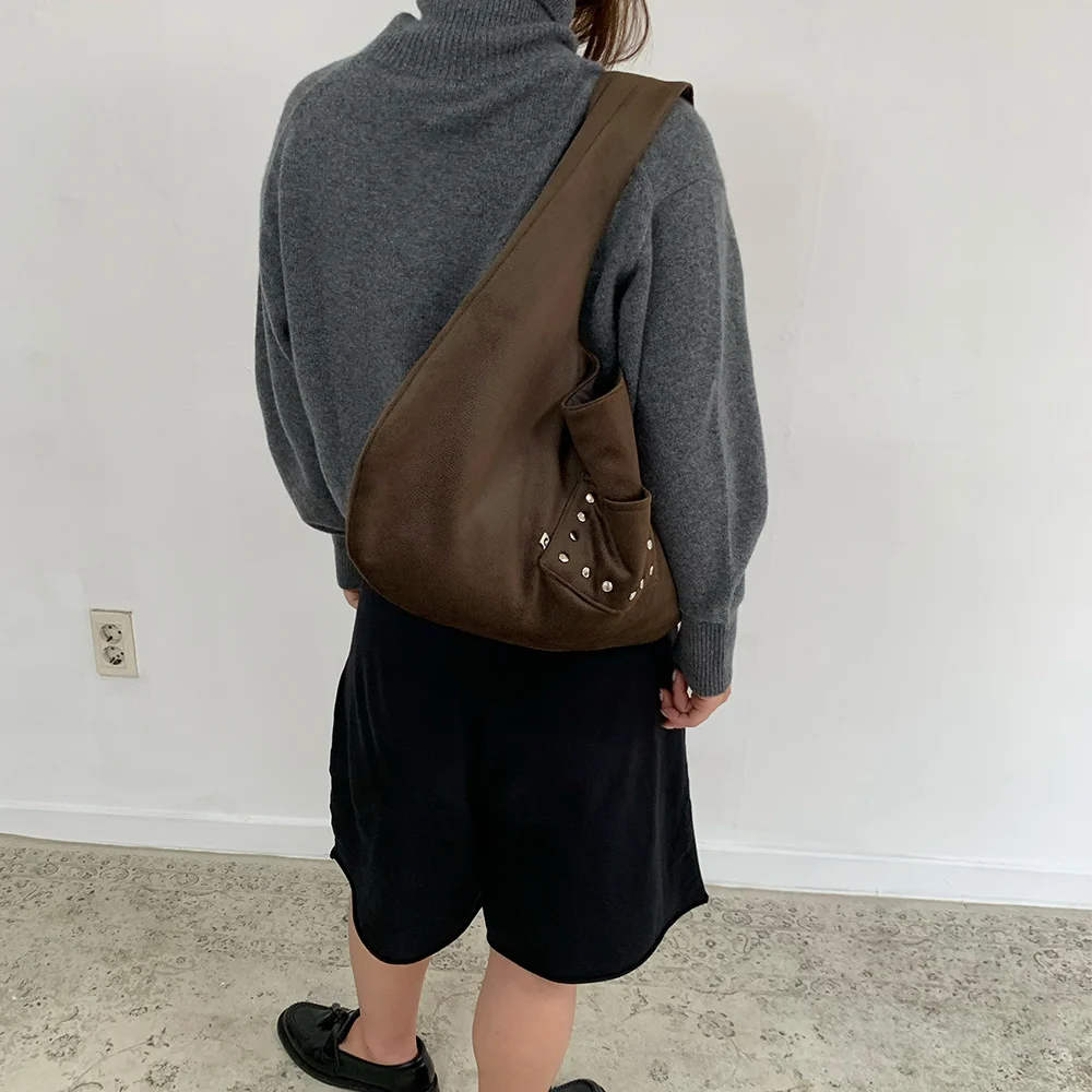 Dune Stud Pocket Bag - Dark Brown