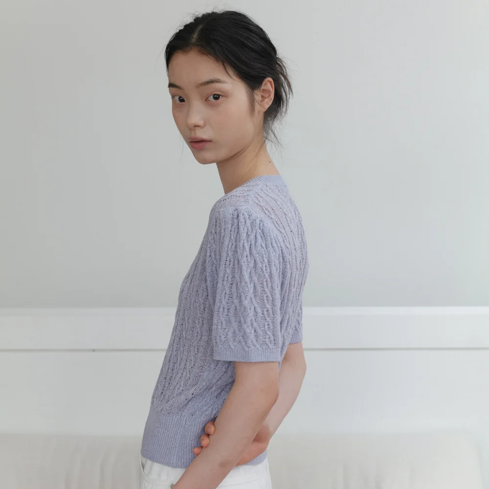 FISHERMAN PUFF KNIT_SKY BLUE