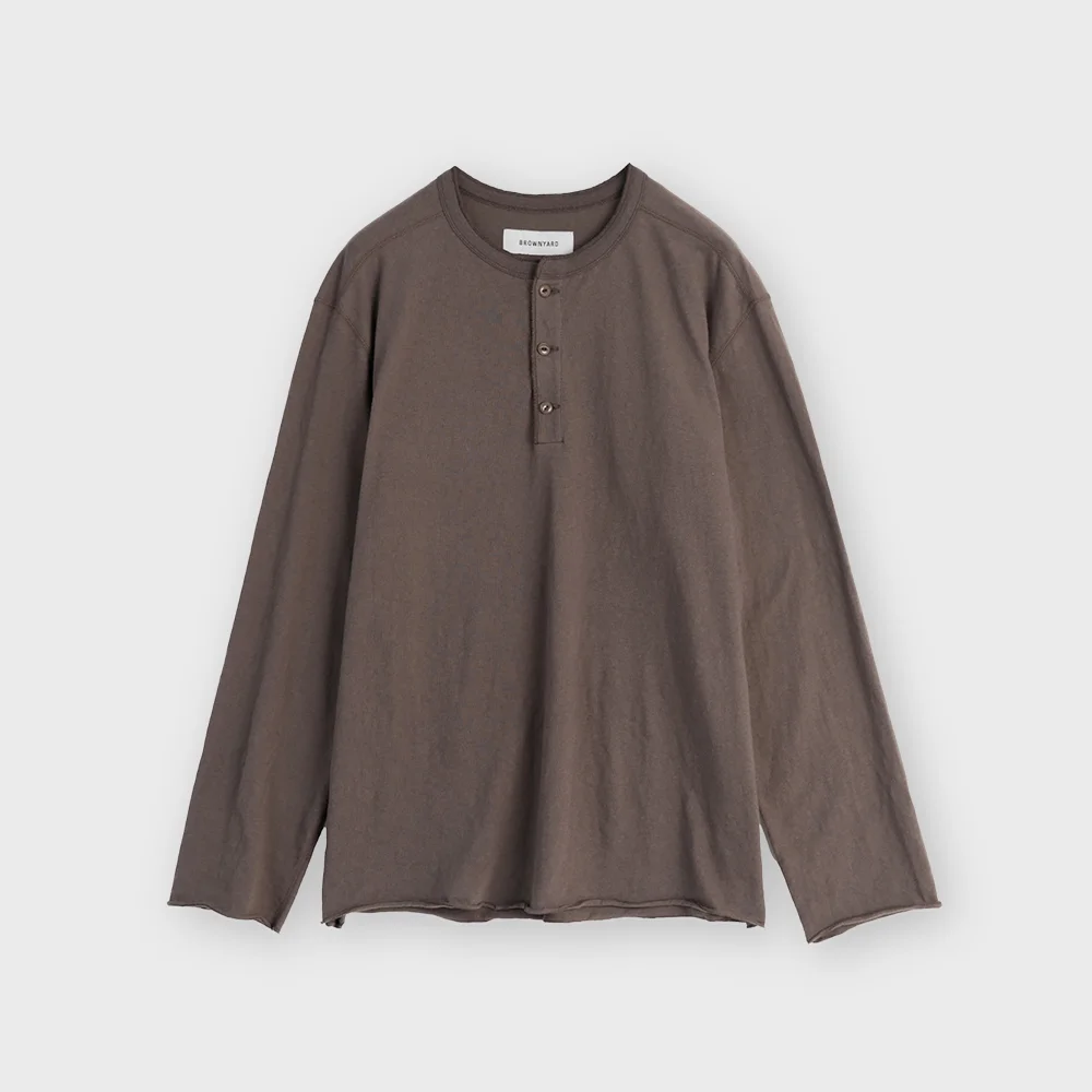 Henley Neck Long Sleeve, Brown