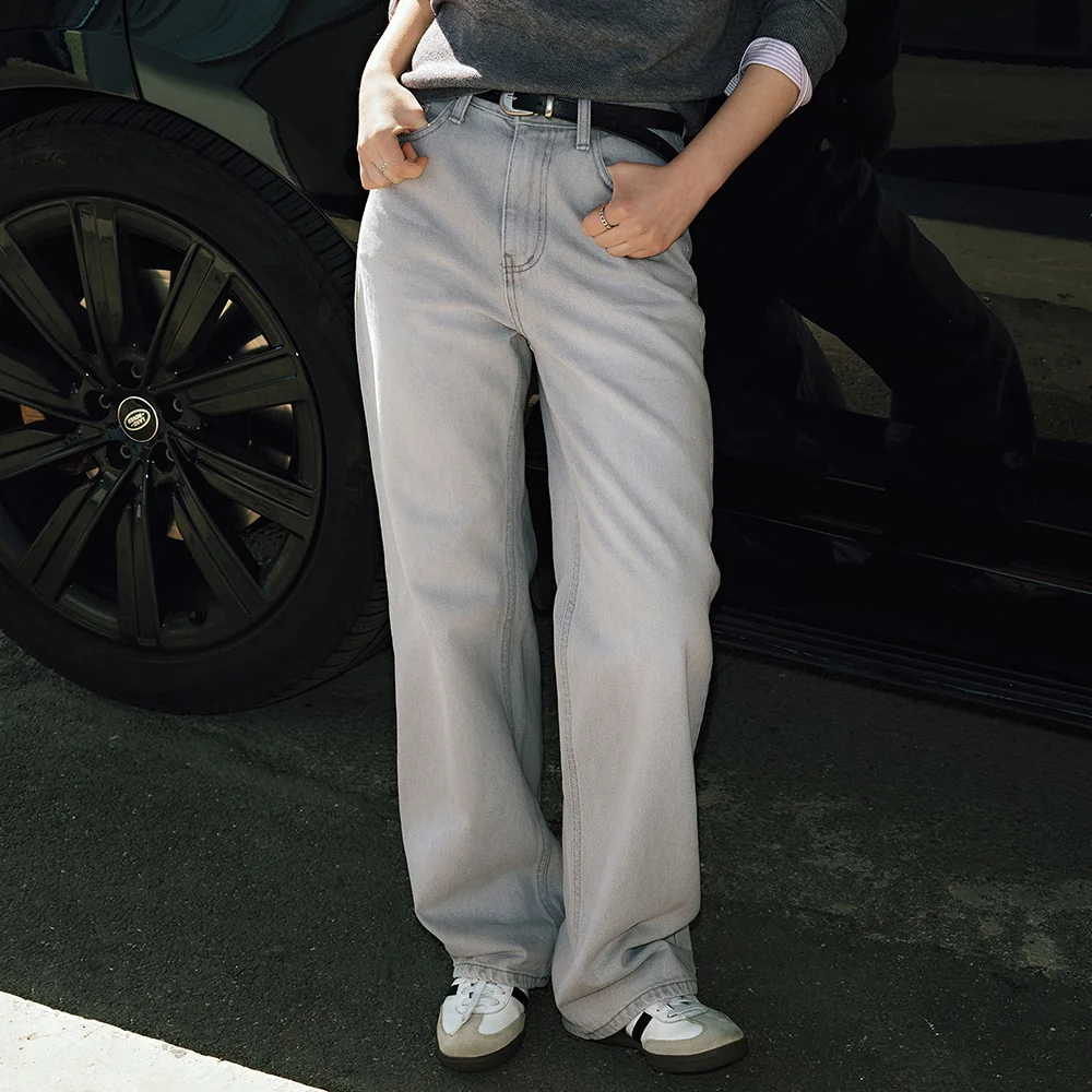 LW247 Medium gray wide denim pants