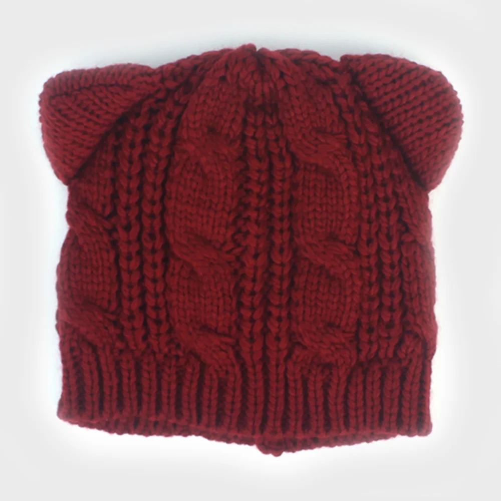 Bear Twist Knit Red Beanie 小熊冷帽