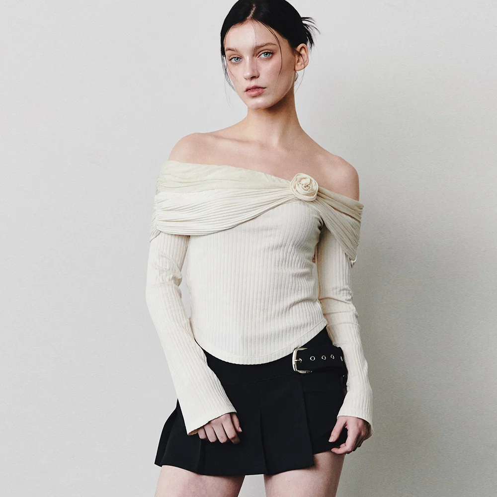 ROSE BROOCH OFF SHOULDER T
