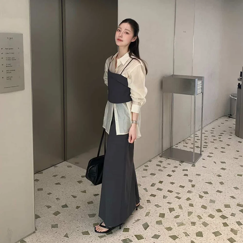 長 線條 半身裙_炭灰色