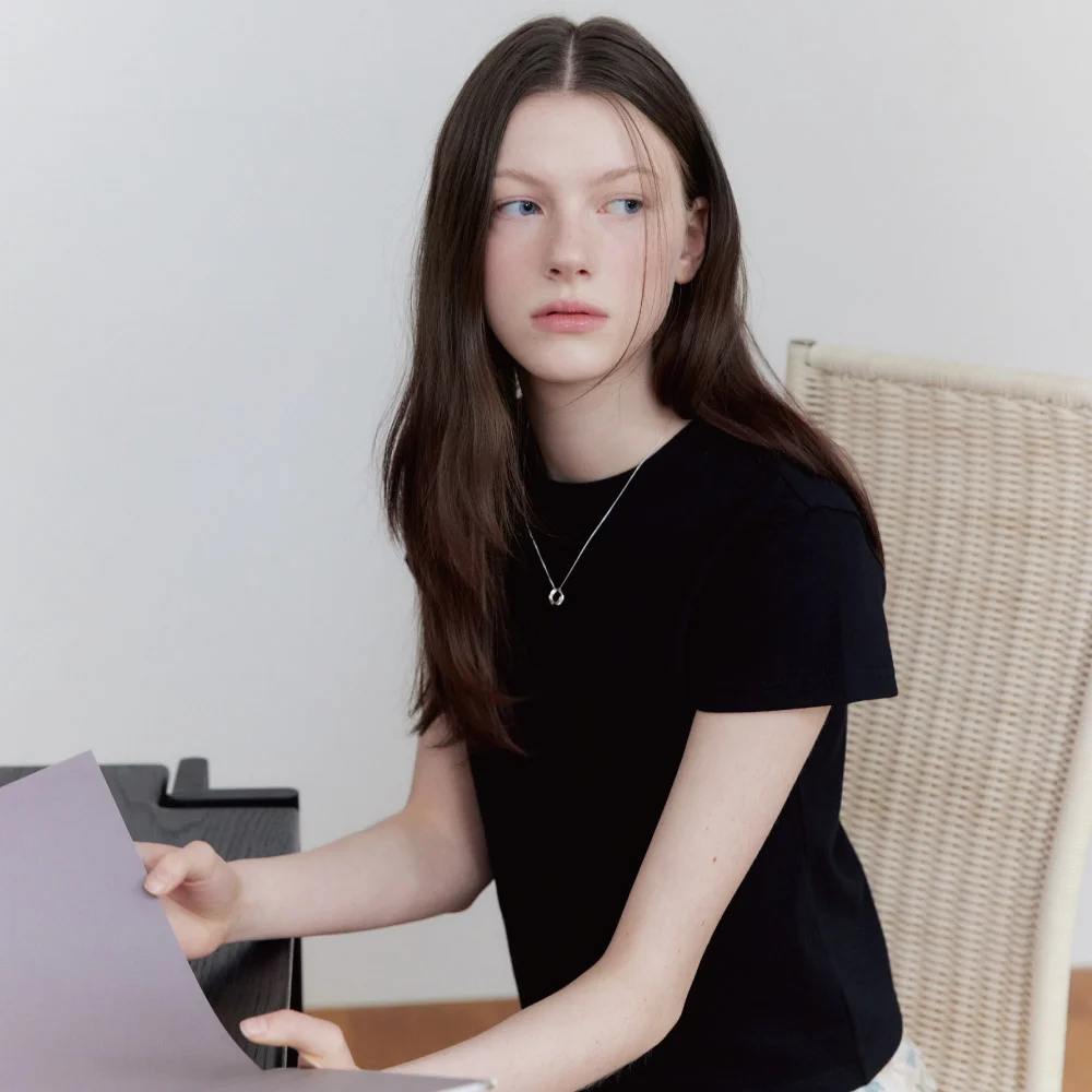 Agape slim basic t-shirt_black