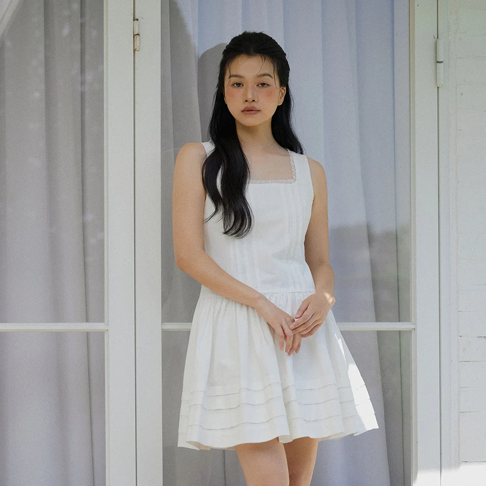 With Cottage Cotton Dress (White)