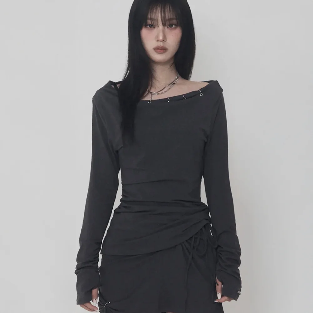Piercing Drape Set-Up Long Sleeve (Charcoal )