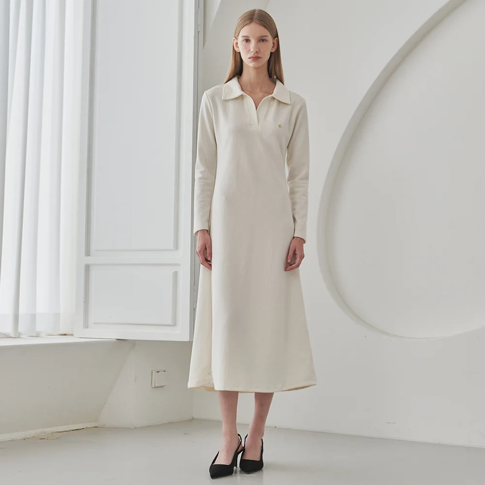 Slim Fit Collar Dress - Ivory