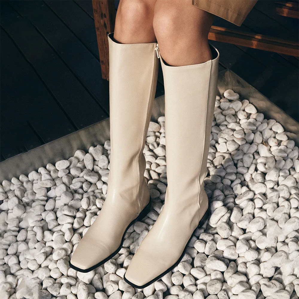 Clair square boots - ivory