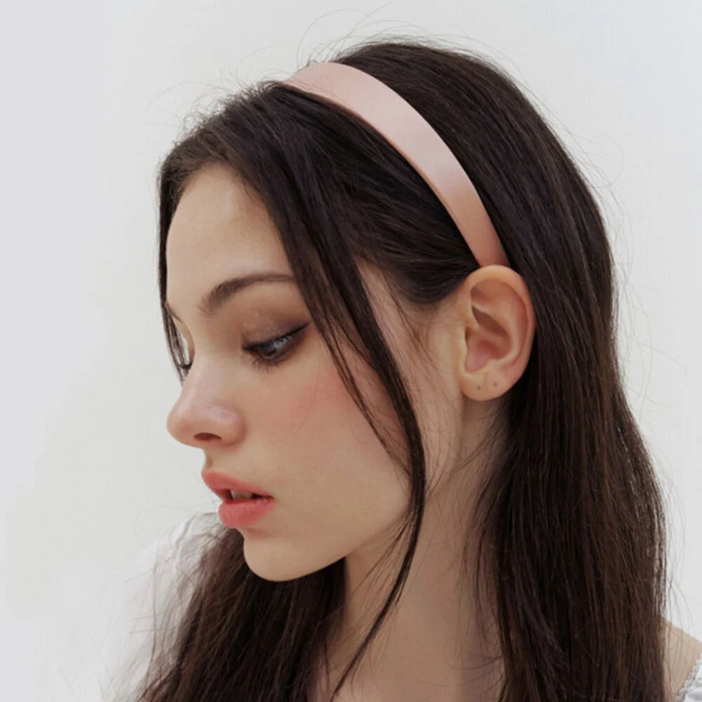 salmon satin pink head band