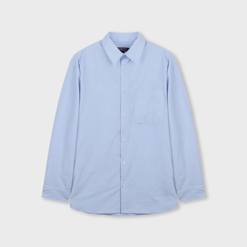 LOOSE FIT CREASE COTTON SHIRTS SKY BLUE