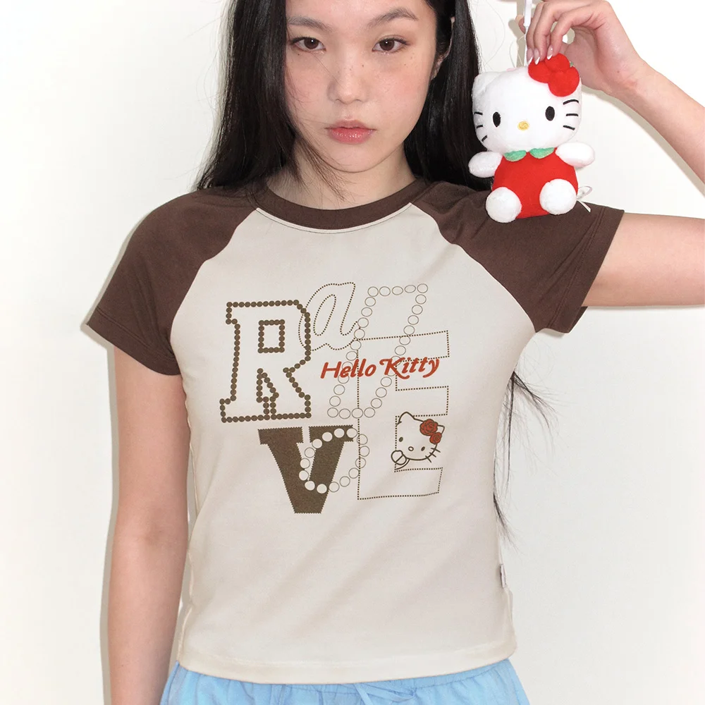 RAIVE X HELLO KITTY Raglan Graphic T-shirts VW6ME002_2color