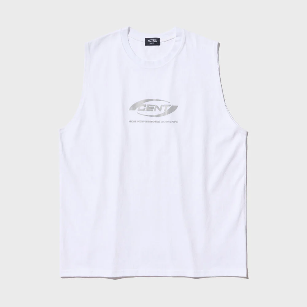 OVER BOX LOGO SLEEVELESS SHIRT (WHITE)