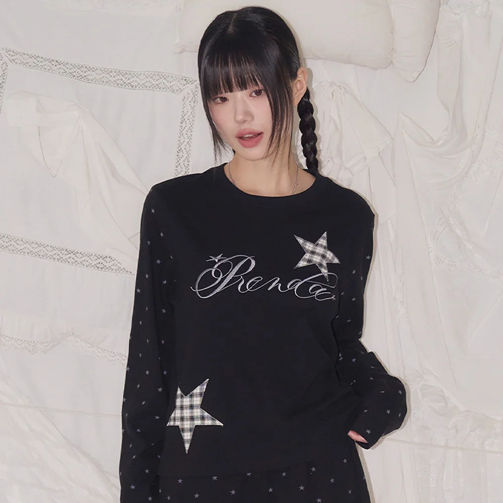 CHECK STAR DOT LONG SLEEVE BLACK