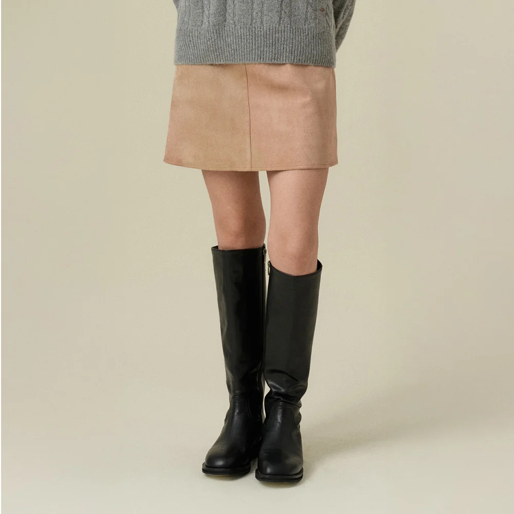 OIL SUEDE MINI SKIRT_BEIGE